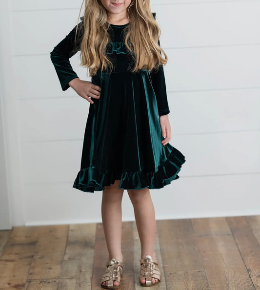 Velvet Ruffle Holiday Dress