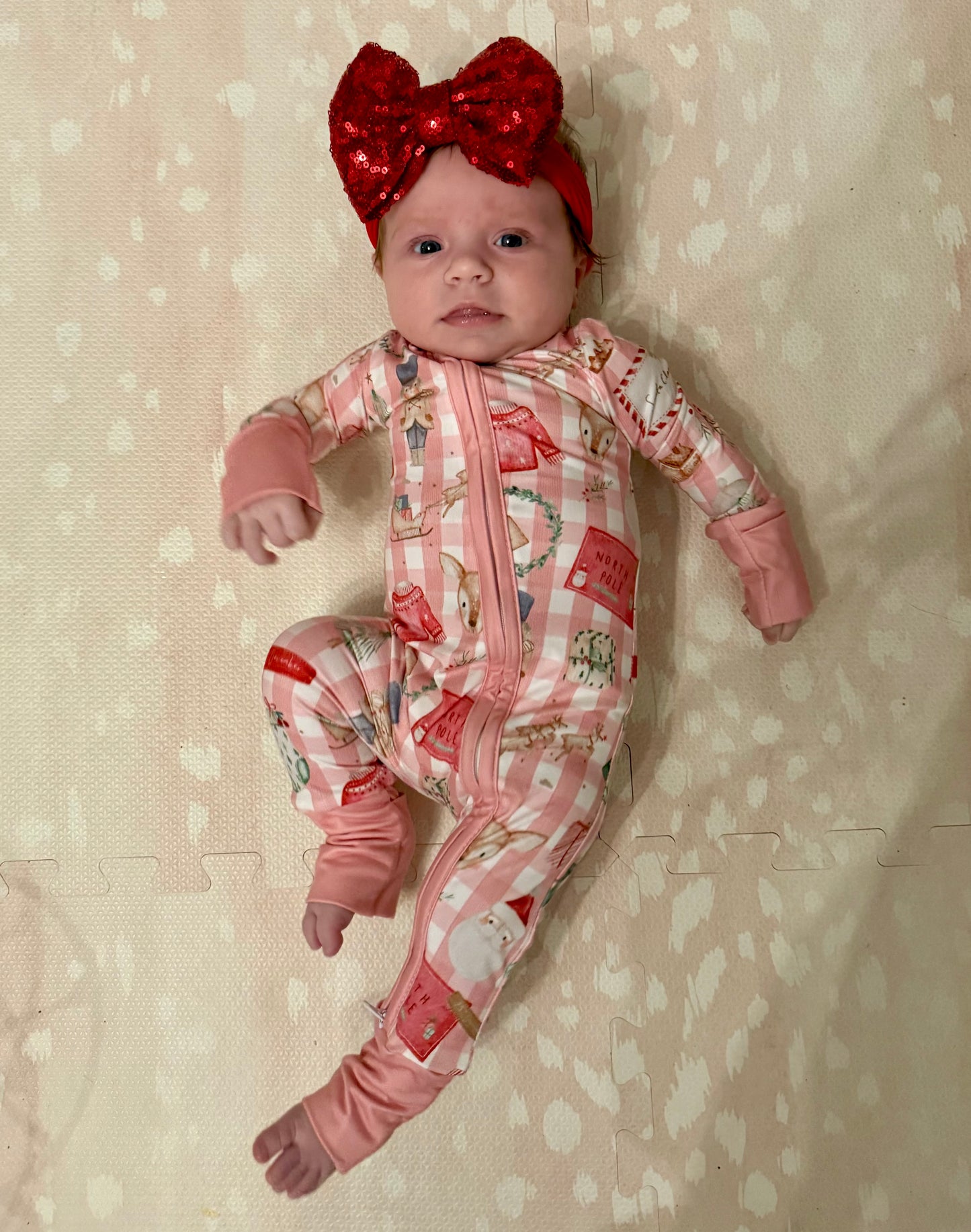 Pink Gingham Christmas Jammies
