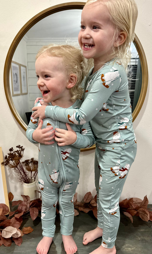 Skiing Bunnies Bamboo Pajamas