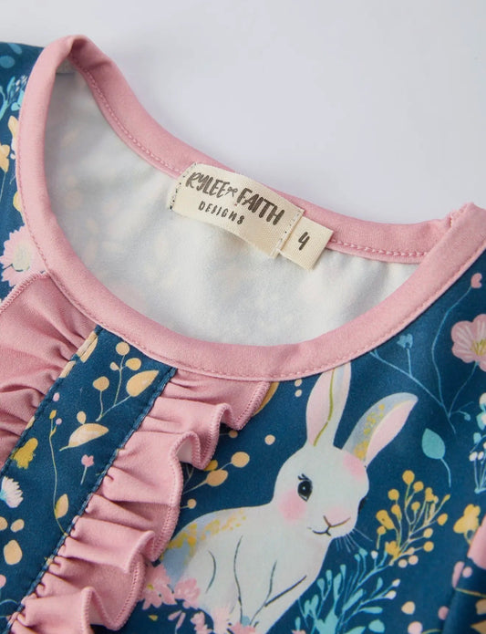 Bunny Ruffle Floral Pajama Set