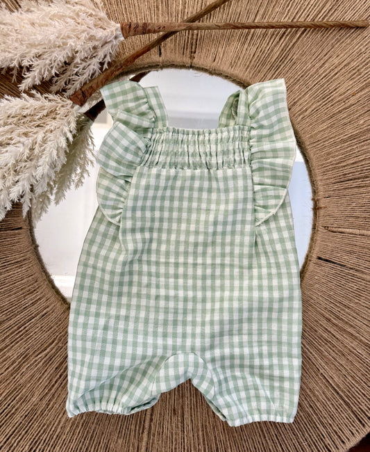 Smocked Gingham Romper