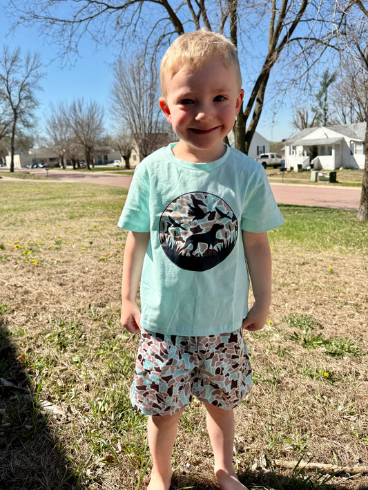 Sky Blue Camo Boy Shorts Set