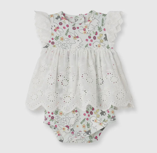 Baby Girl’s Cottontail Garden Bamboo Skirted Easter Bodysuit