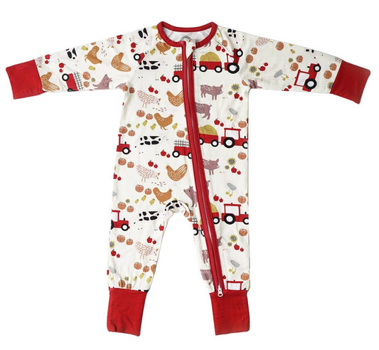 Farm Friends Animals Bamboo Baby Convertible Footie Pajamas