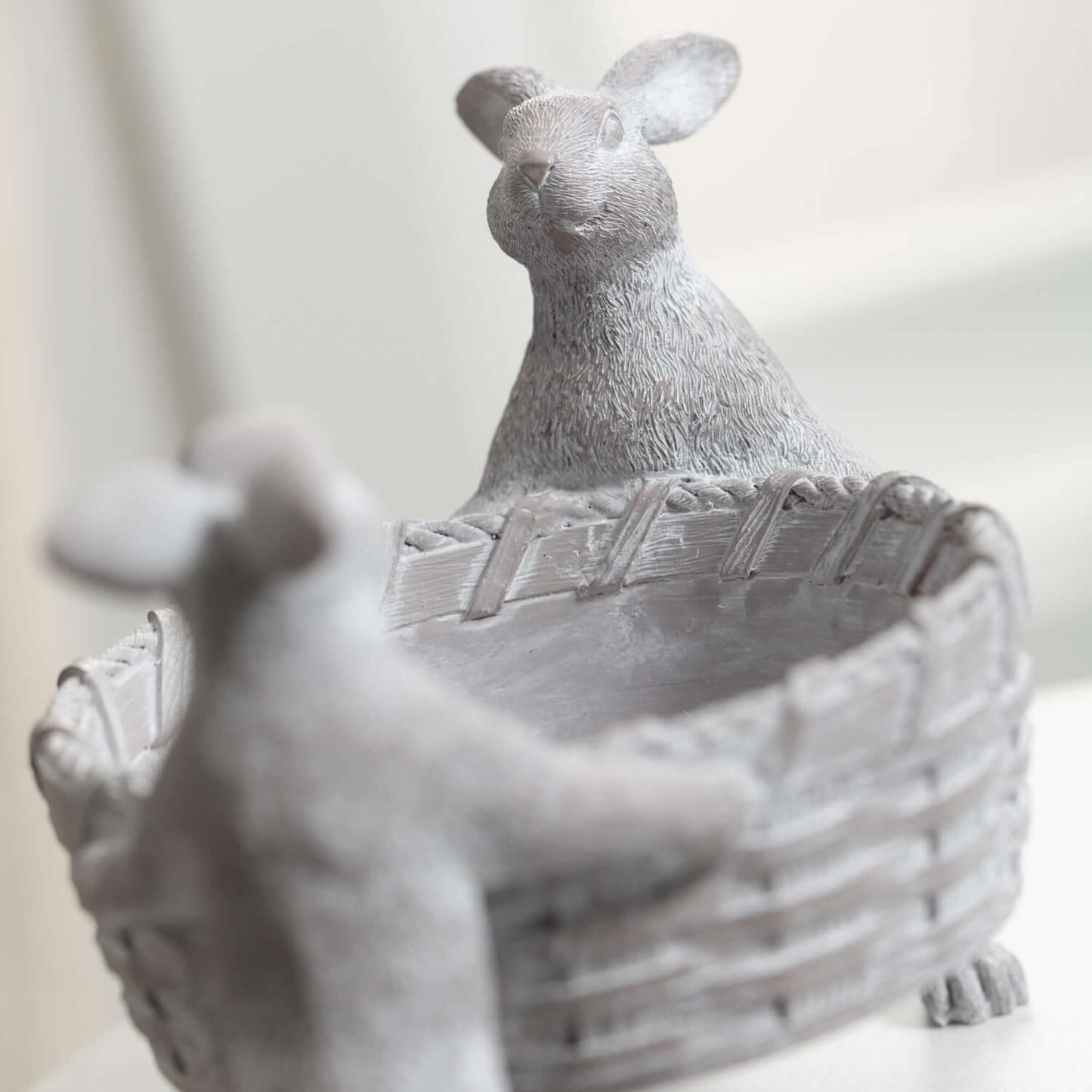 Whitewashed Bunnies Carrying Basket