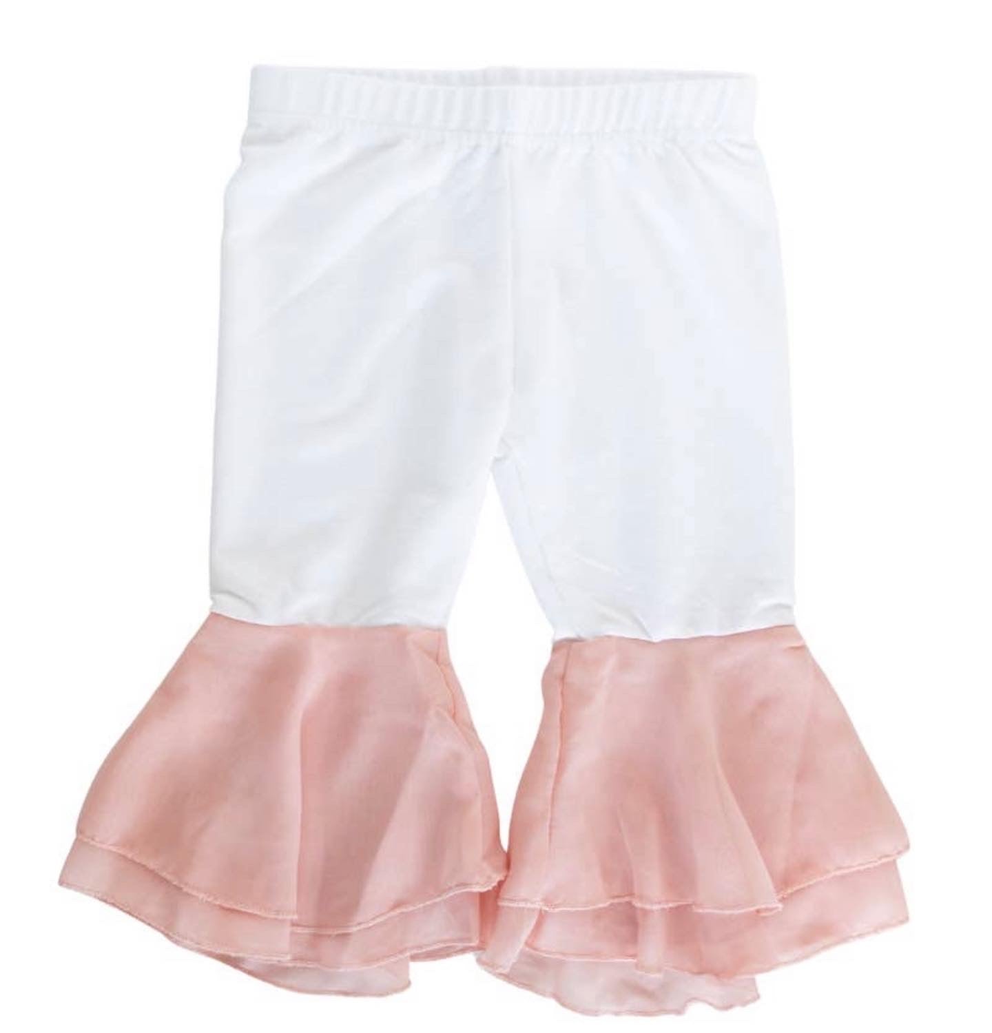 White+Peach Ally Pleated Bell Bottoms