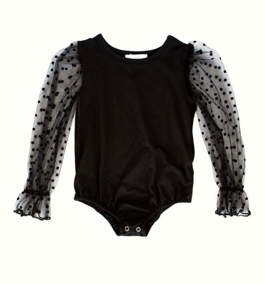 Destinee Sheer Dot Sleeve Leotard