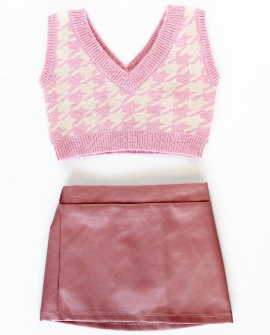 Briar Marvelous Pink Houndstooth Sweater Vest
