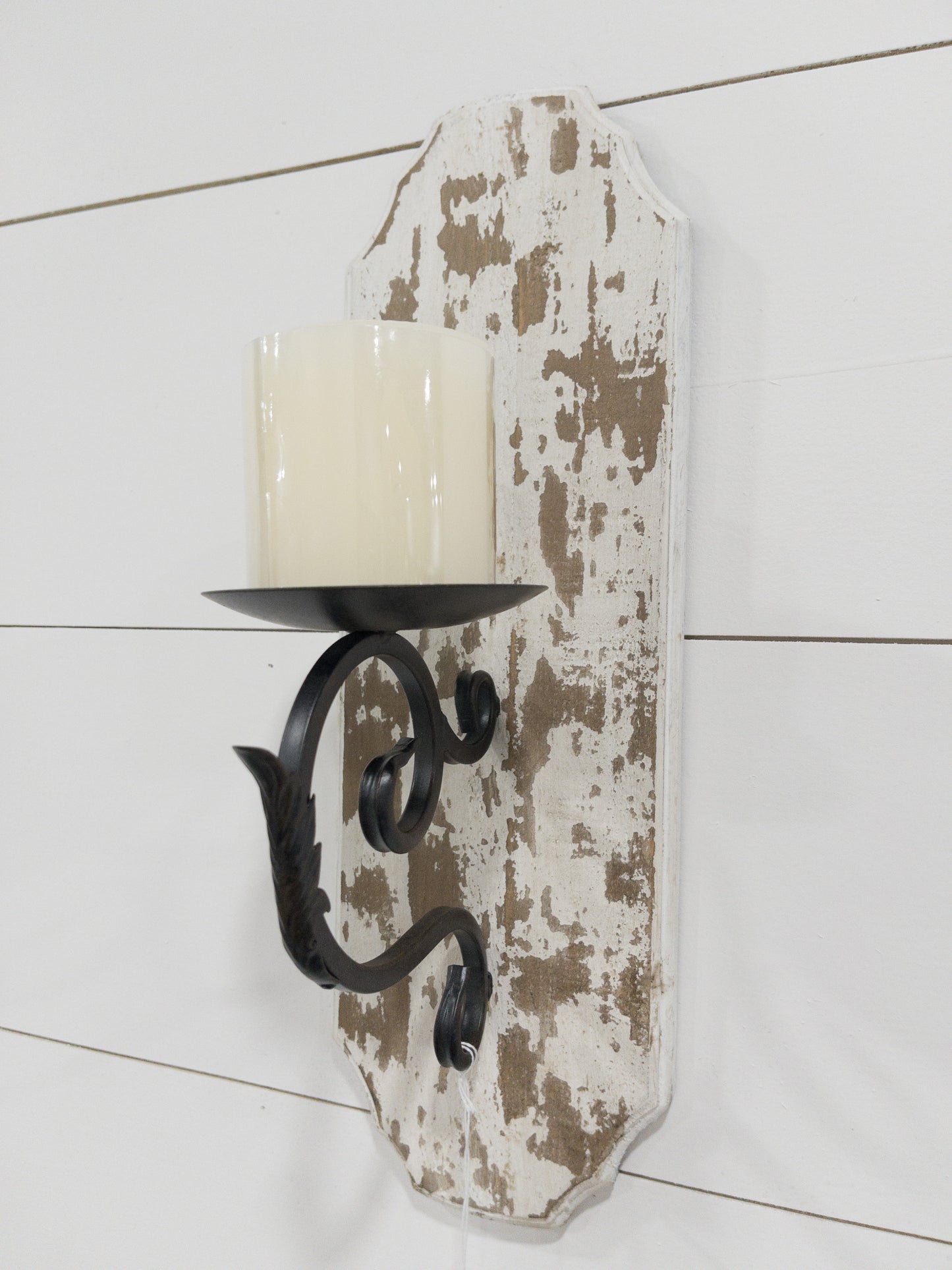 Whitewood Pillar Candle Sconce