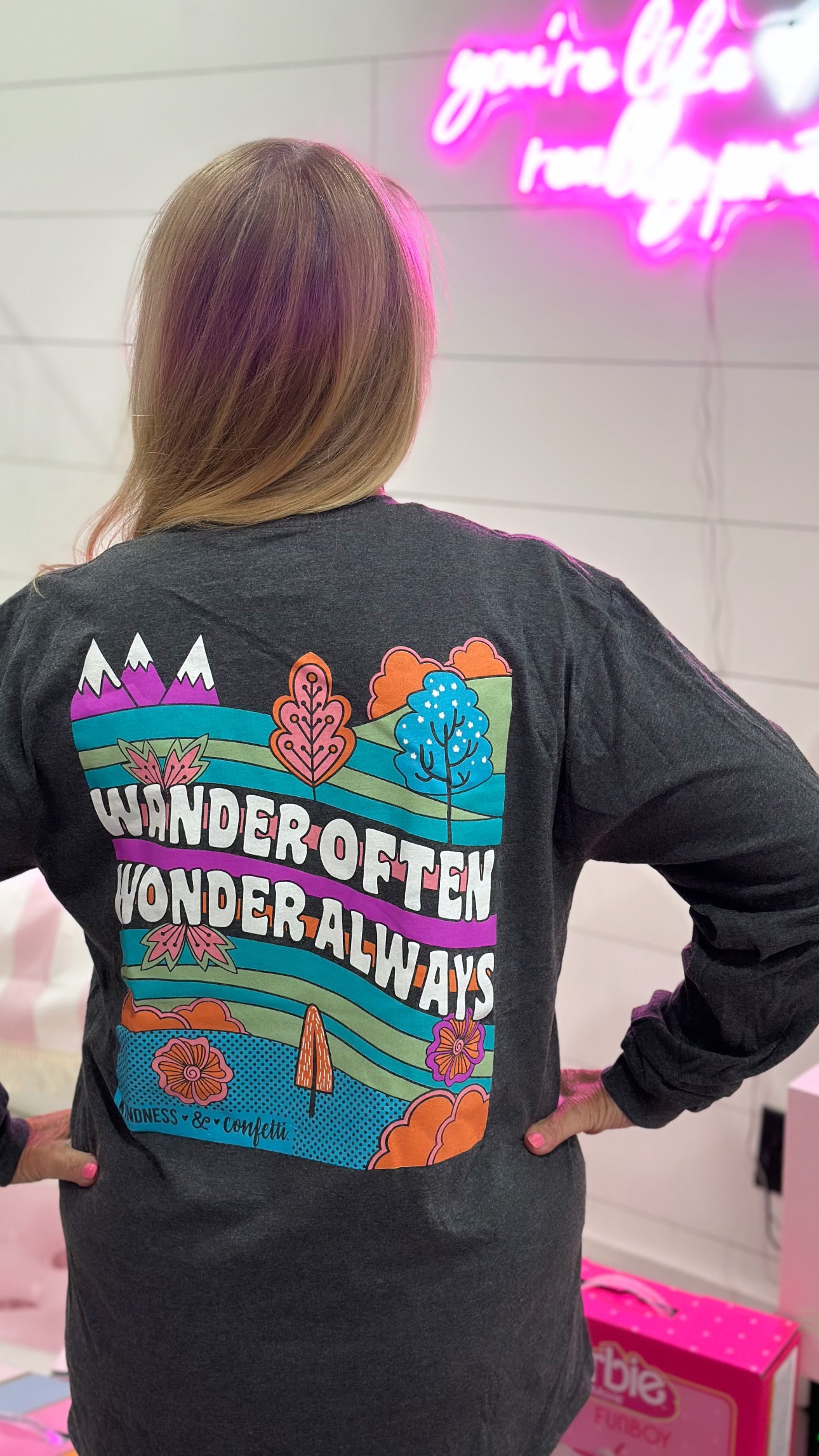 Charcoal Wander Often Wonder Always Long Sleeve