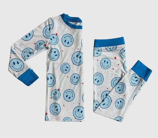 Patriotic Smiley 4th of July Bamboo Pajamas