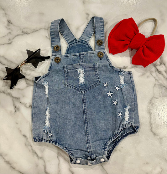 Denim Stars Overall Romper