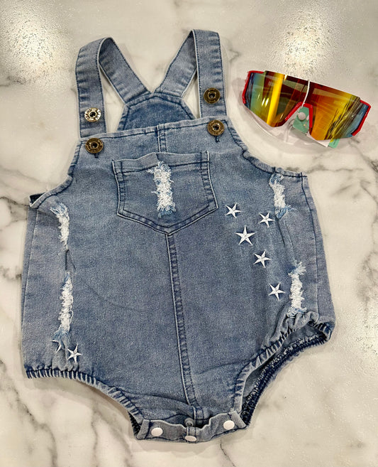 Denim Stars Overall Romper