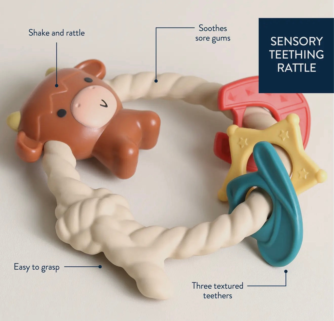 Ritzy Rattle Silicone Teether Highland Cow
