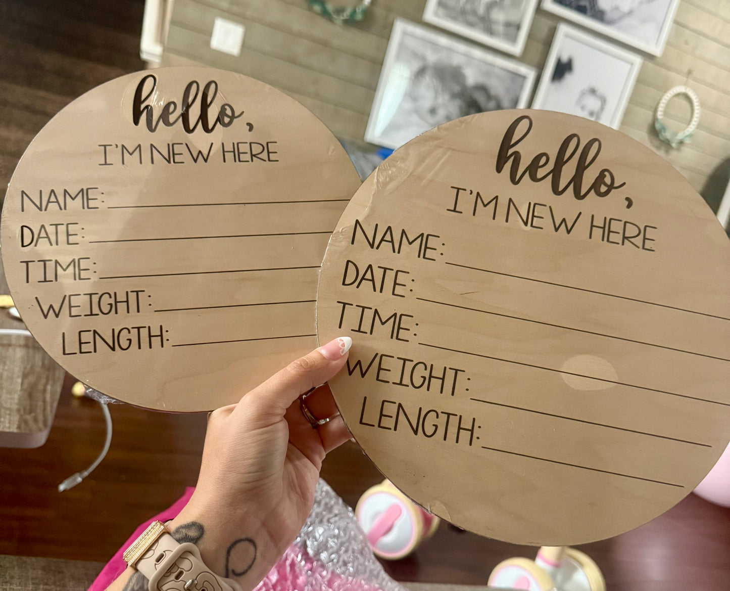 Hello, I’m New Here Birth Announcement Sign