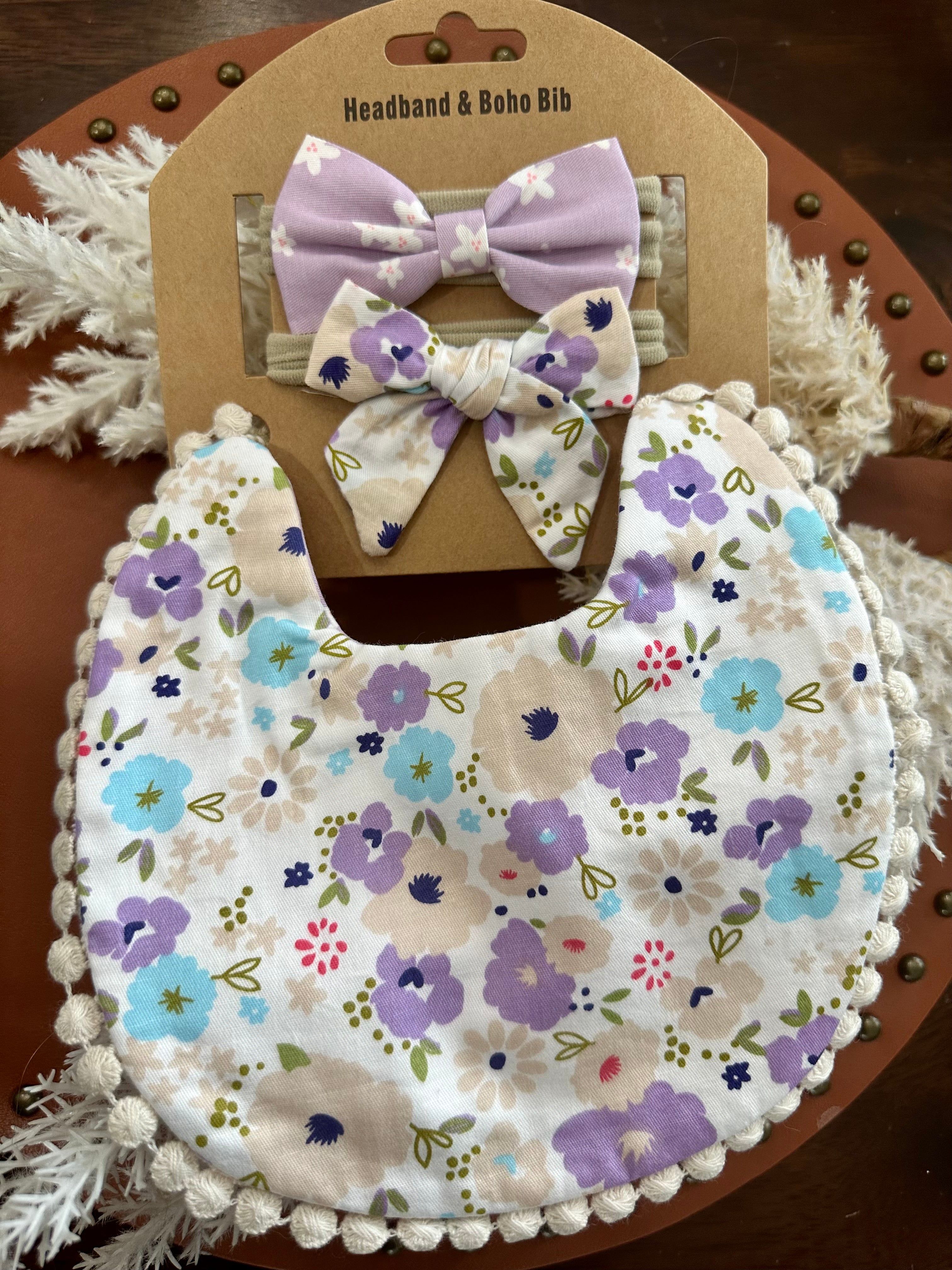Reversible Muslin Bib+Bows Set