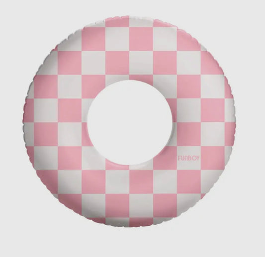 Pink Checkered Kids Tube Floatie