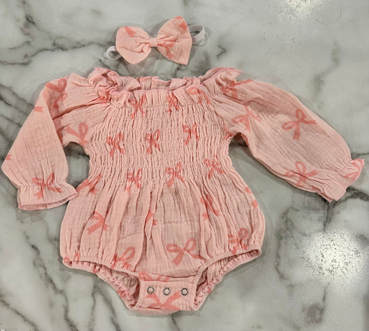 Amelia Coquette Romper + Bow