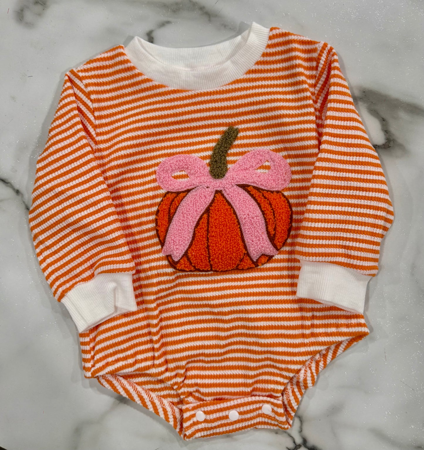 Pumpkin Striped Bubble Romper
