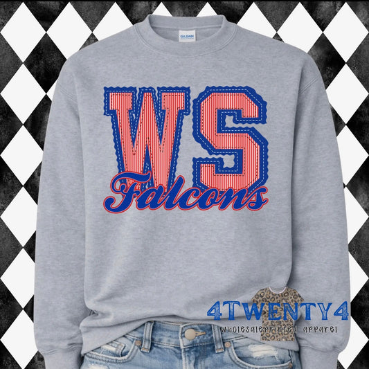 WS Falcons Prepster Gray Crewneck Sweatshirt
