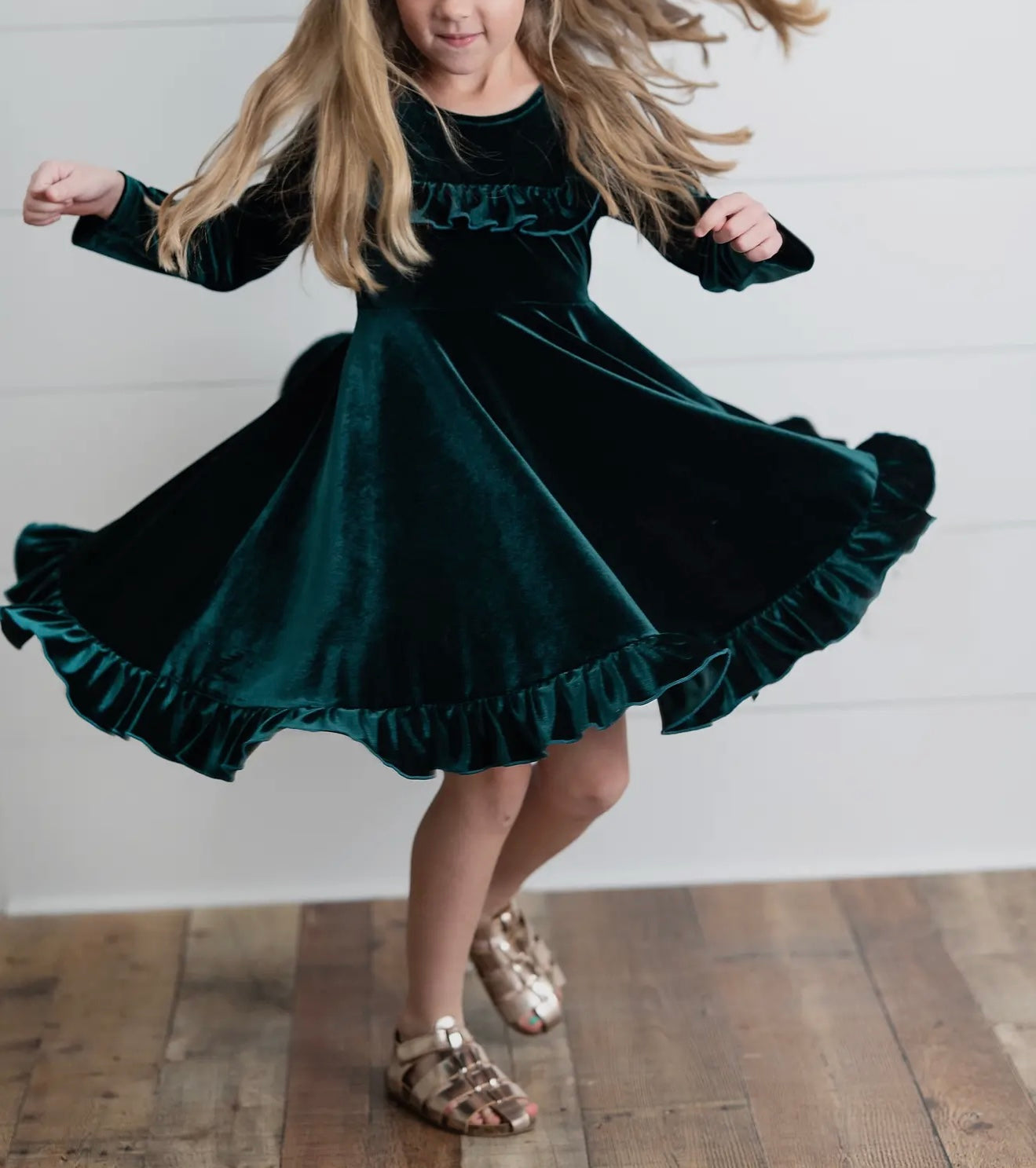Velvet Ruffle Holiday Dress