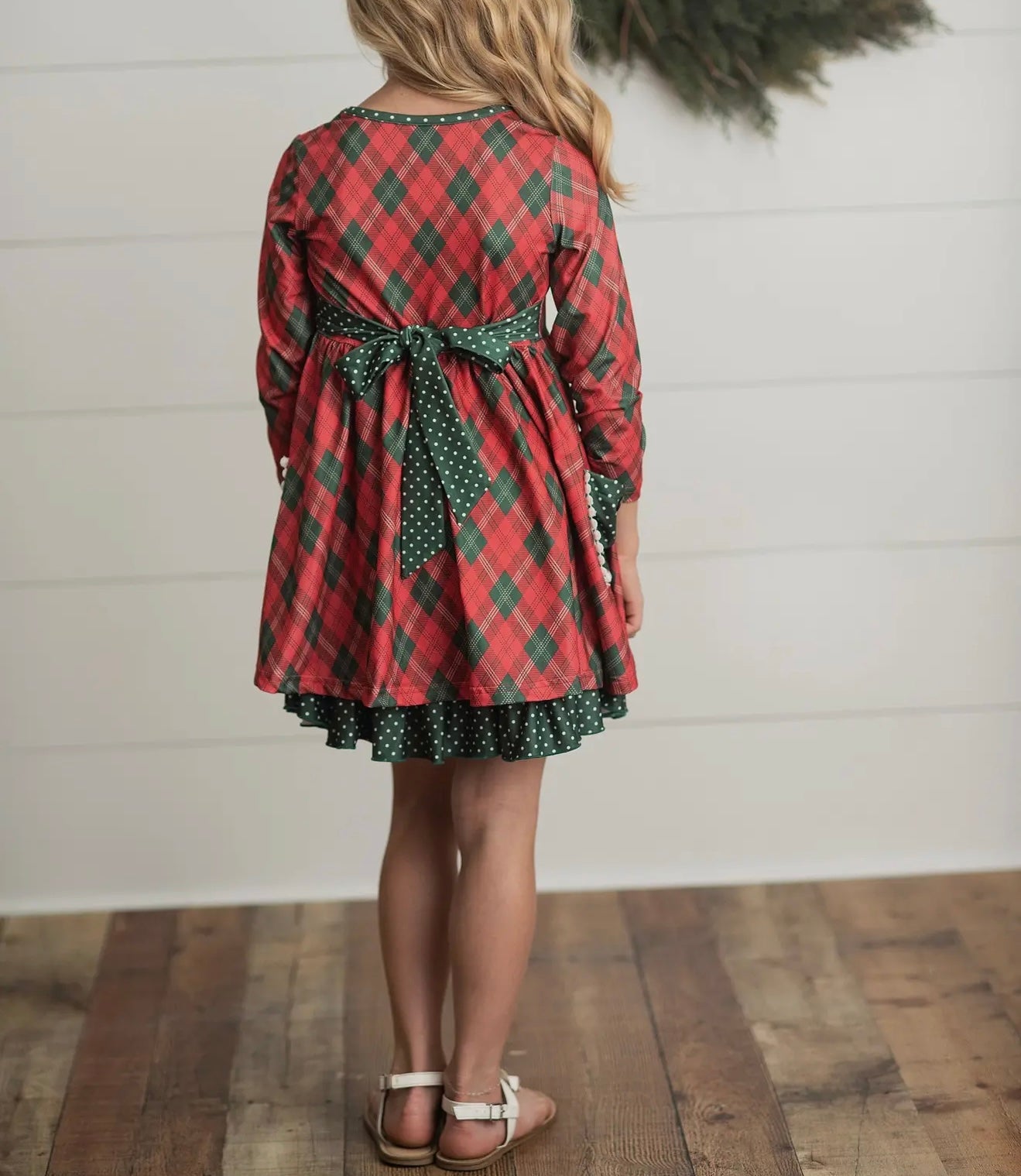 Holiday Red & Green Ruffle Dress