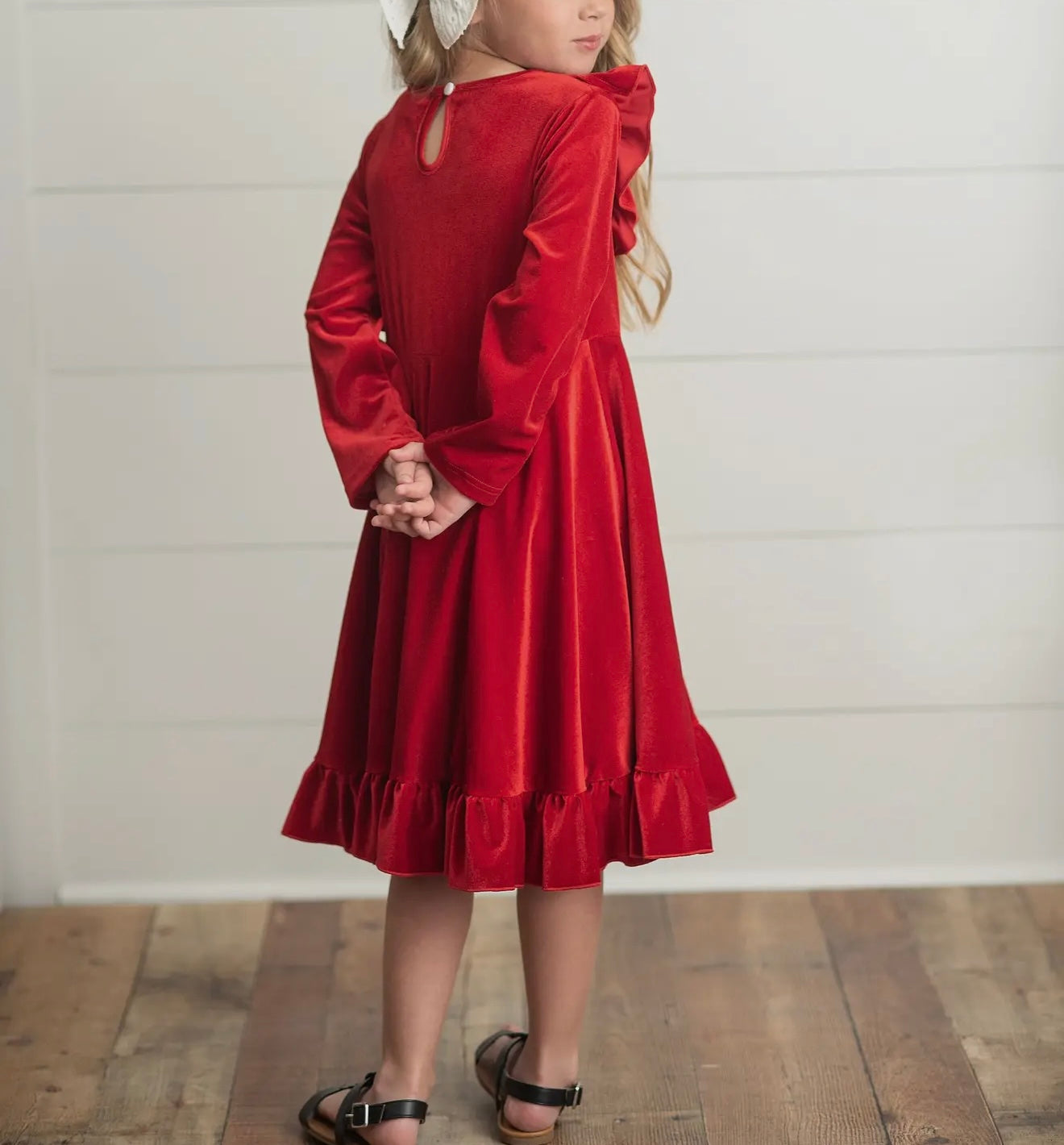 Velvet Ruffle Holiday Dress