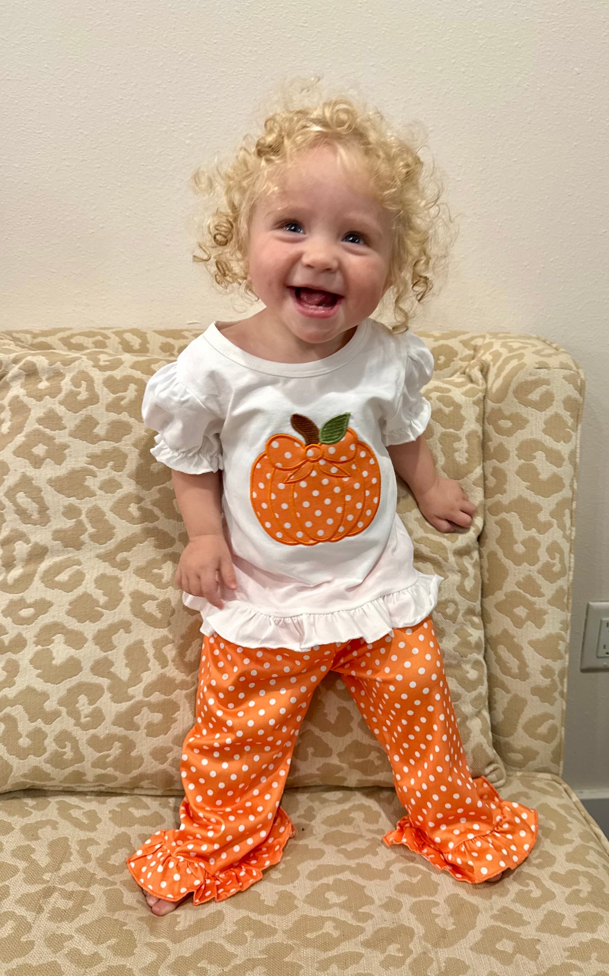 Polka Dots and Pumpkins Ruffle Set