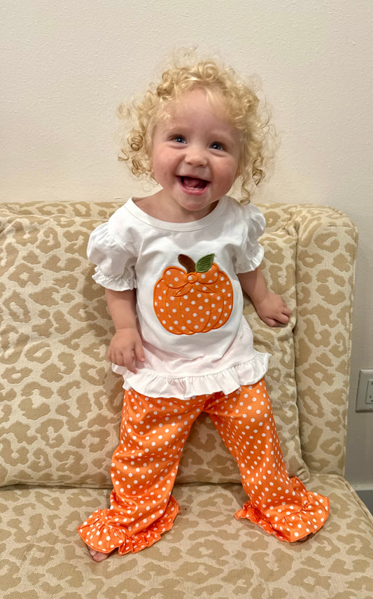 Polka Dots and Pumpkins Ruffle Set