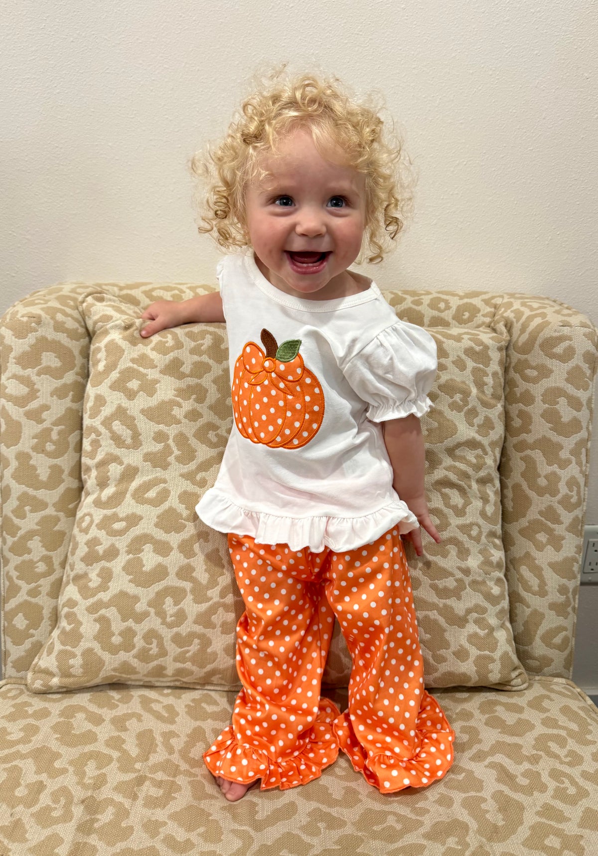 Polka Dots and Pumpkins Ruffle Set