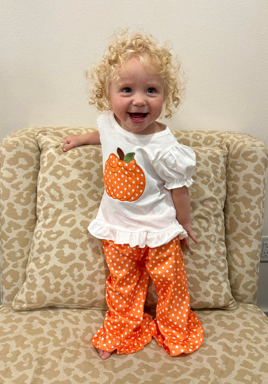 Polka Dots and Pumpkins Ruffle Set