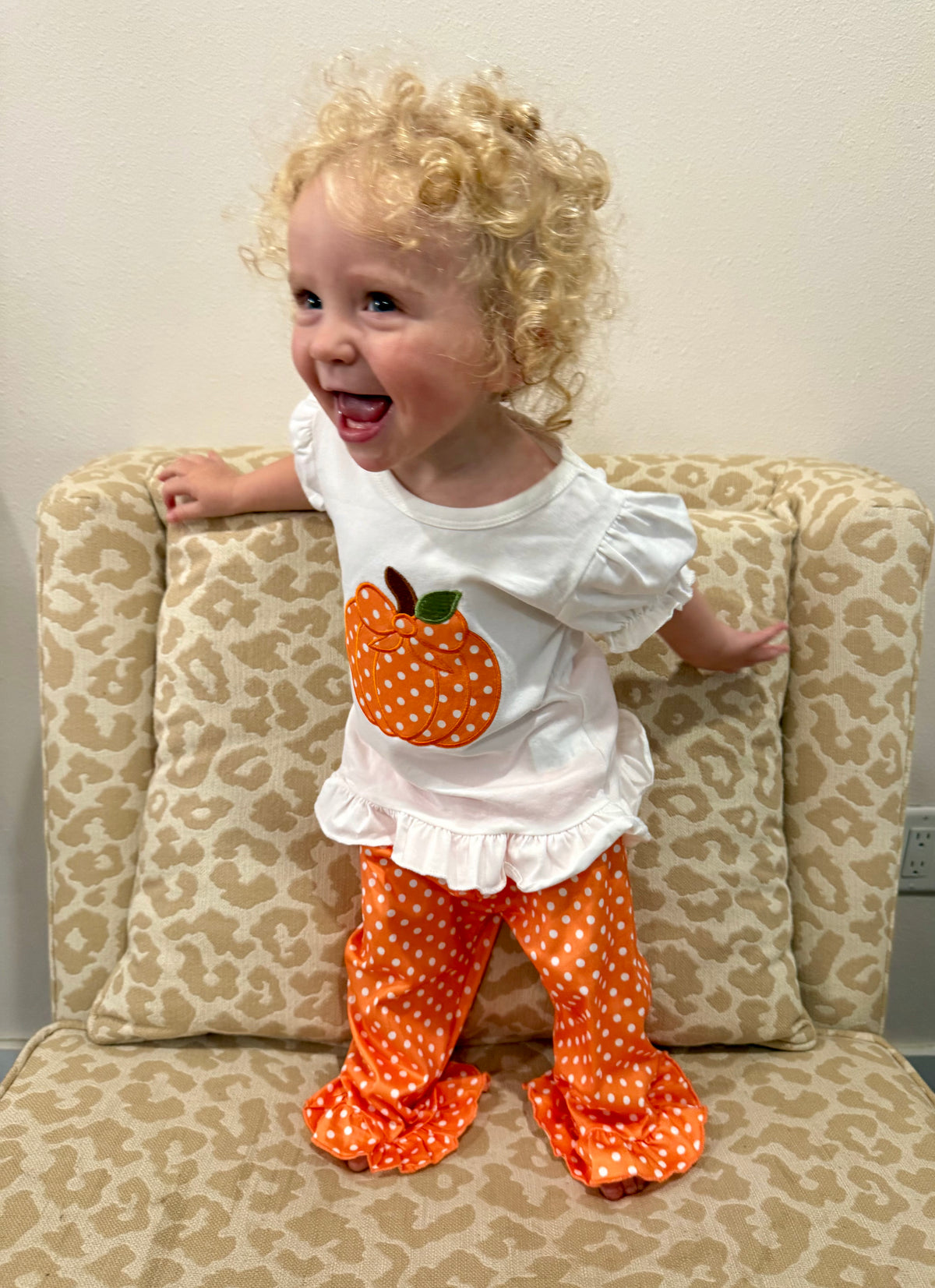 Polka Dots and Pumpkins Ruffle Set