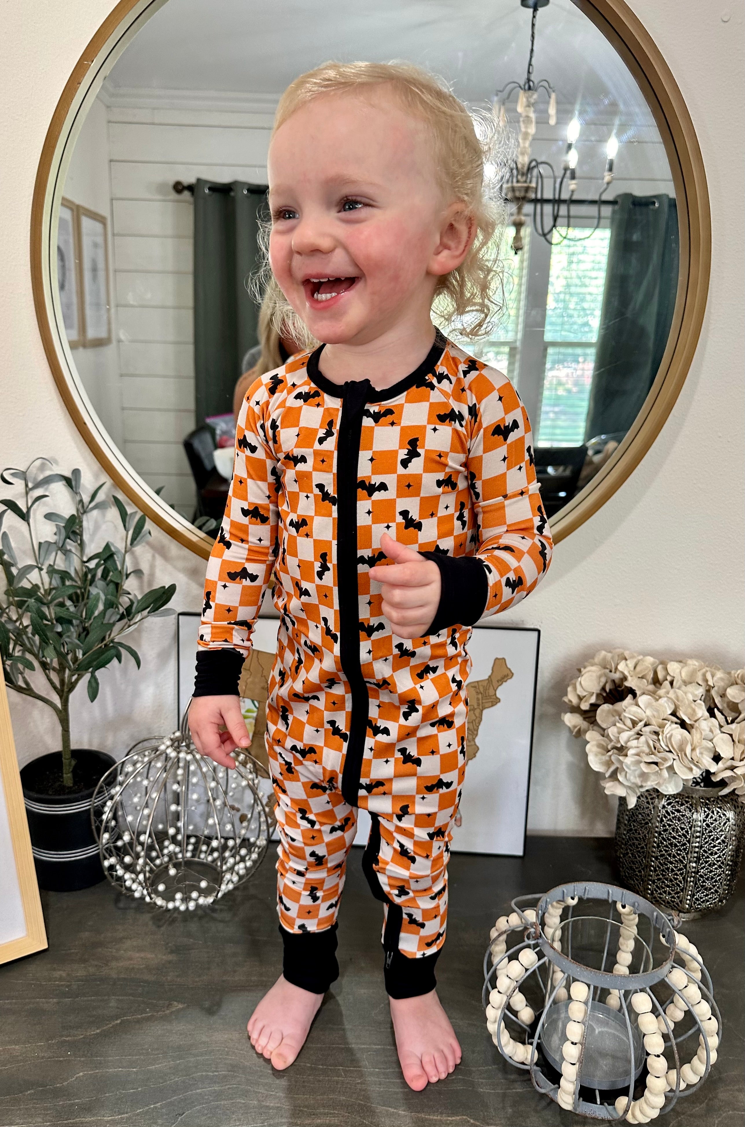 Checkered Bats Bamboo Pajamas