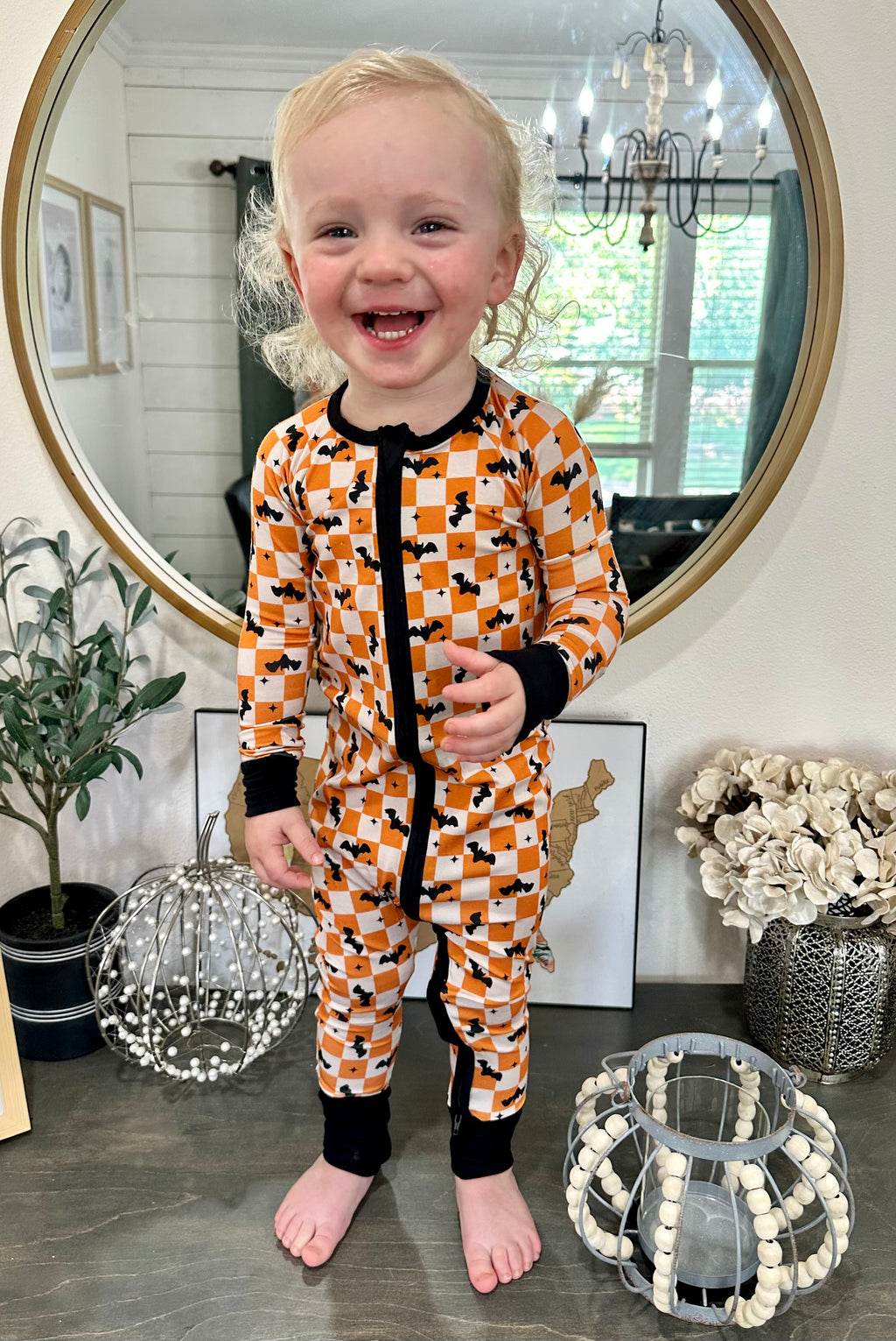 Checkered Bats Bamboo Pajamas