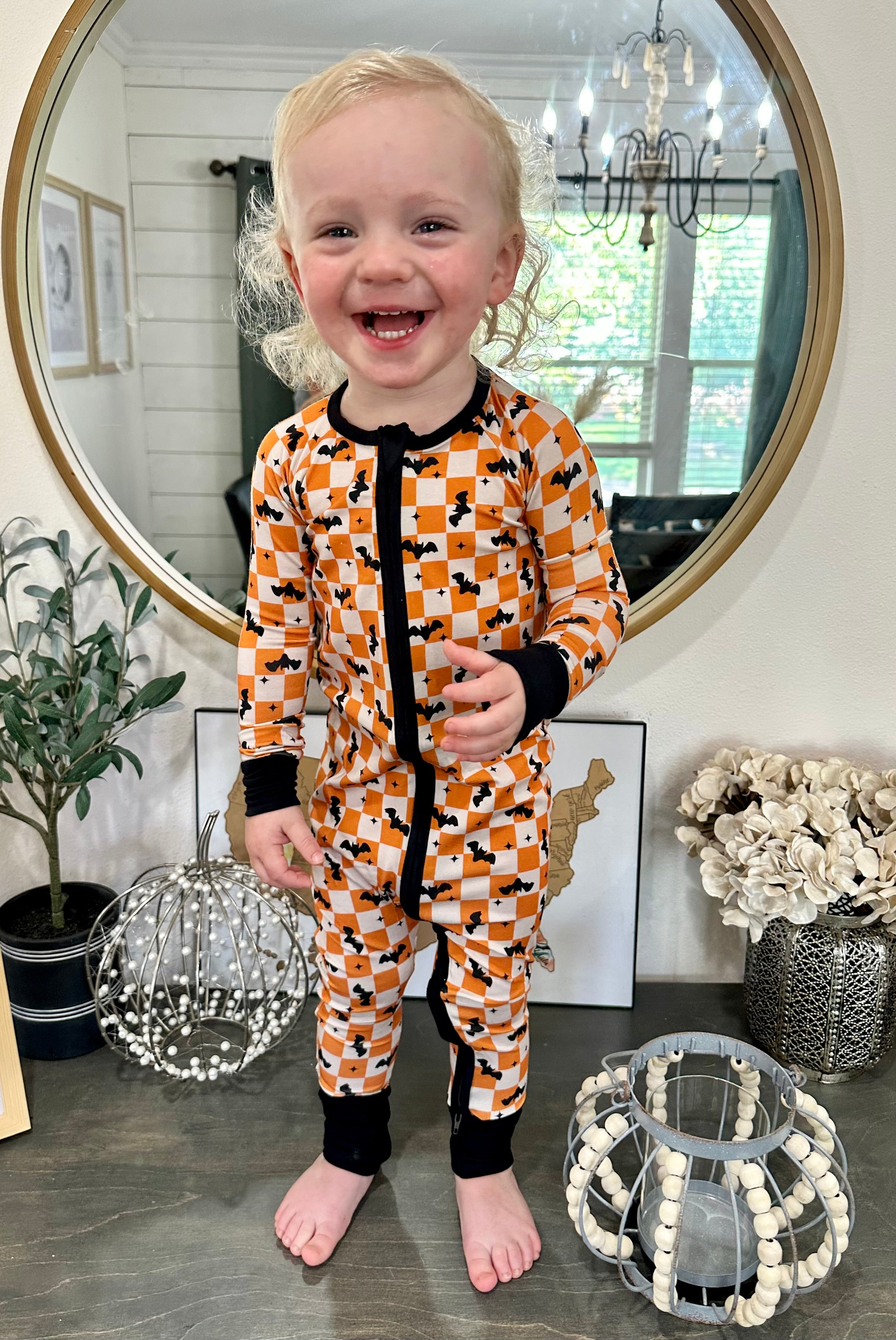 Checkered Bats Bamboo Pajamas