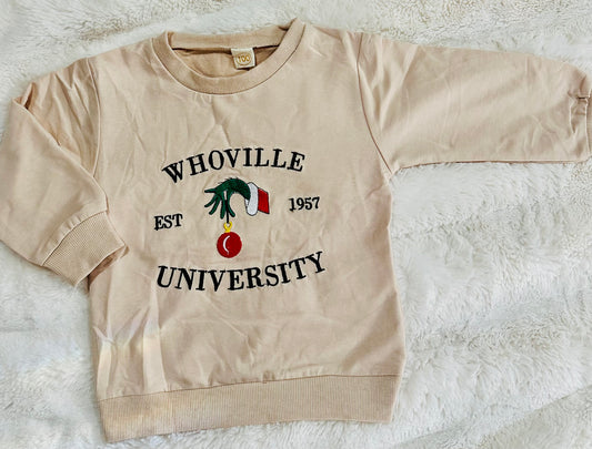 Whoville University Embroidered Crew