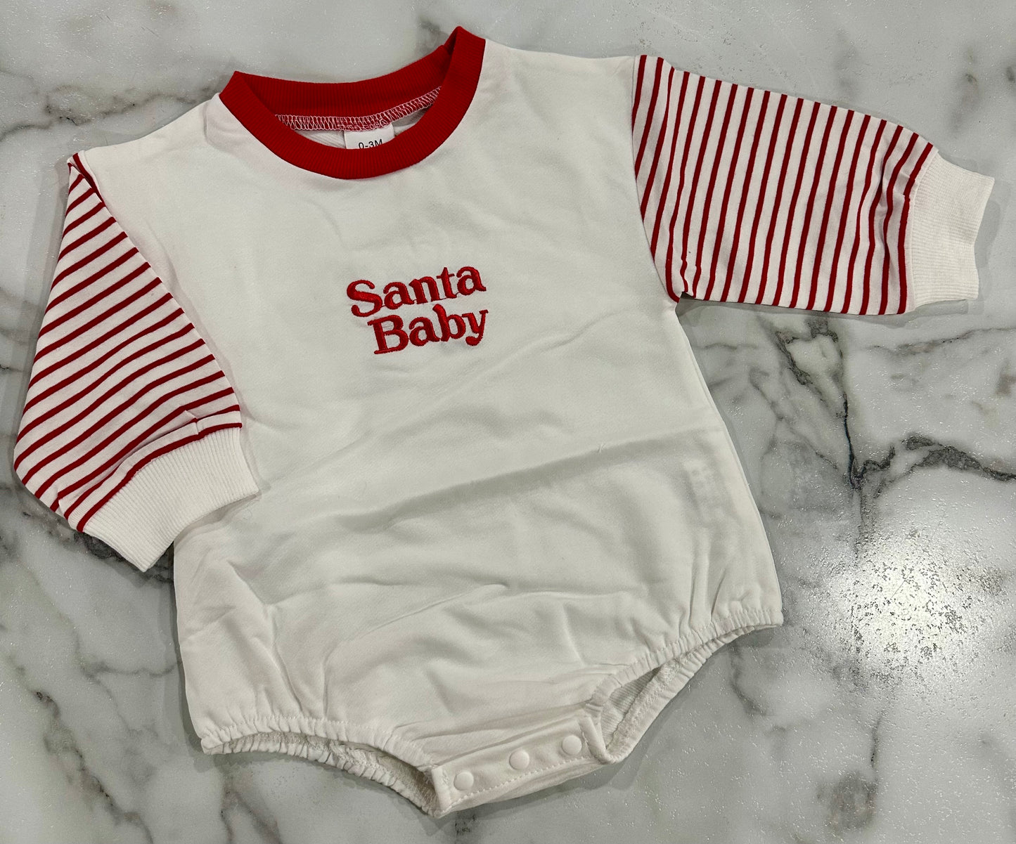 Santa Baby Striped Sleeve Bubble