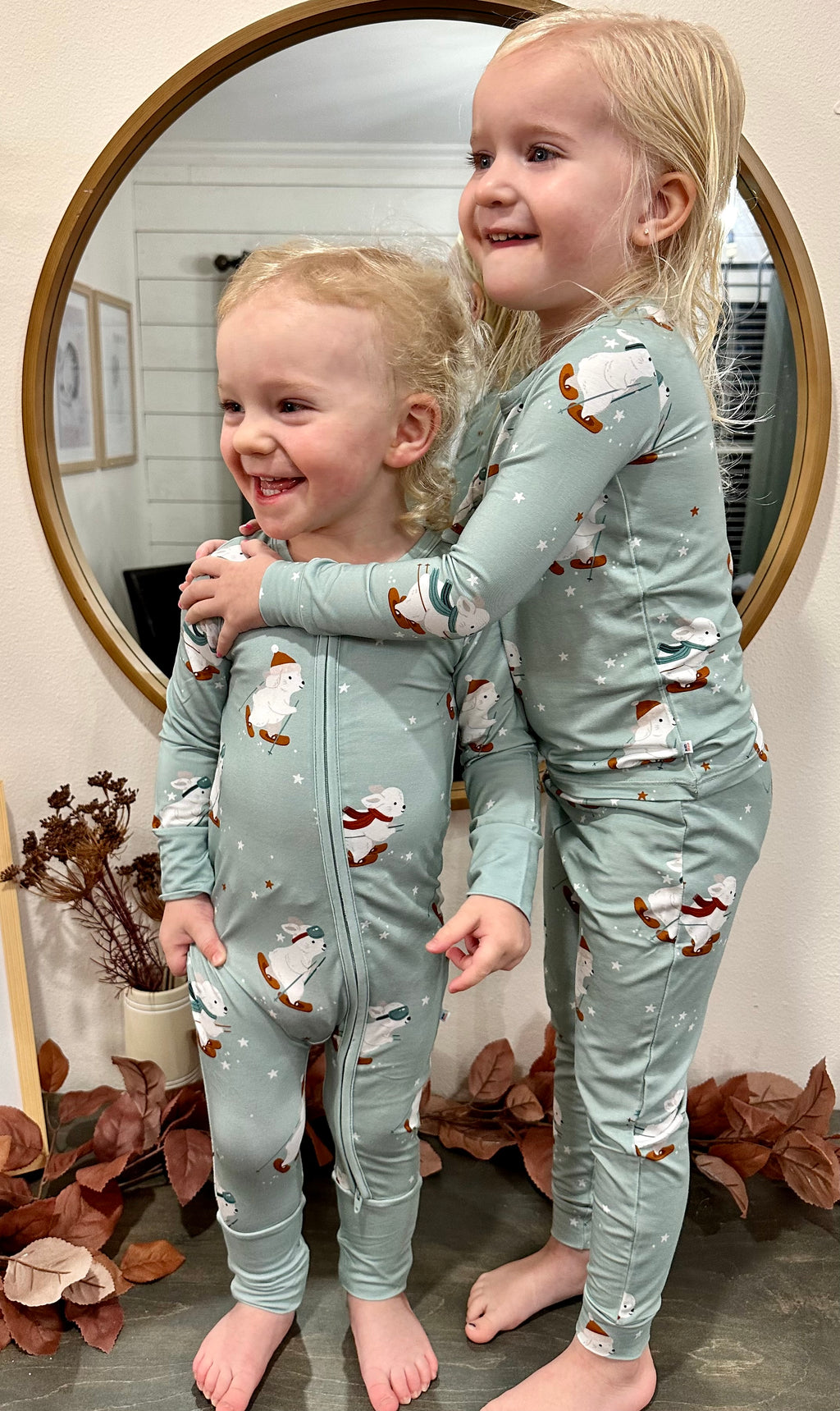 Skiing Bunnies Bamboo Pajamas