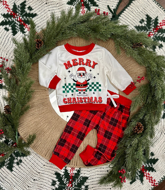 Merry Christmas Plaid Joggers Set