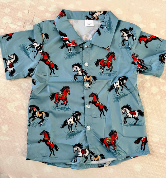 Teal Bronco Button Down