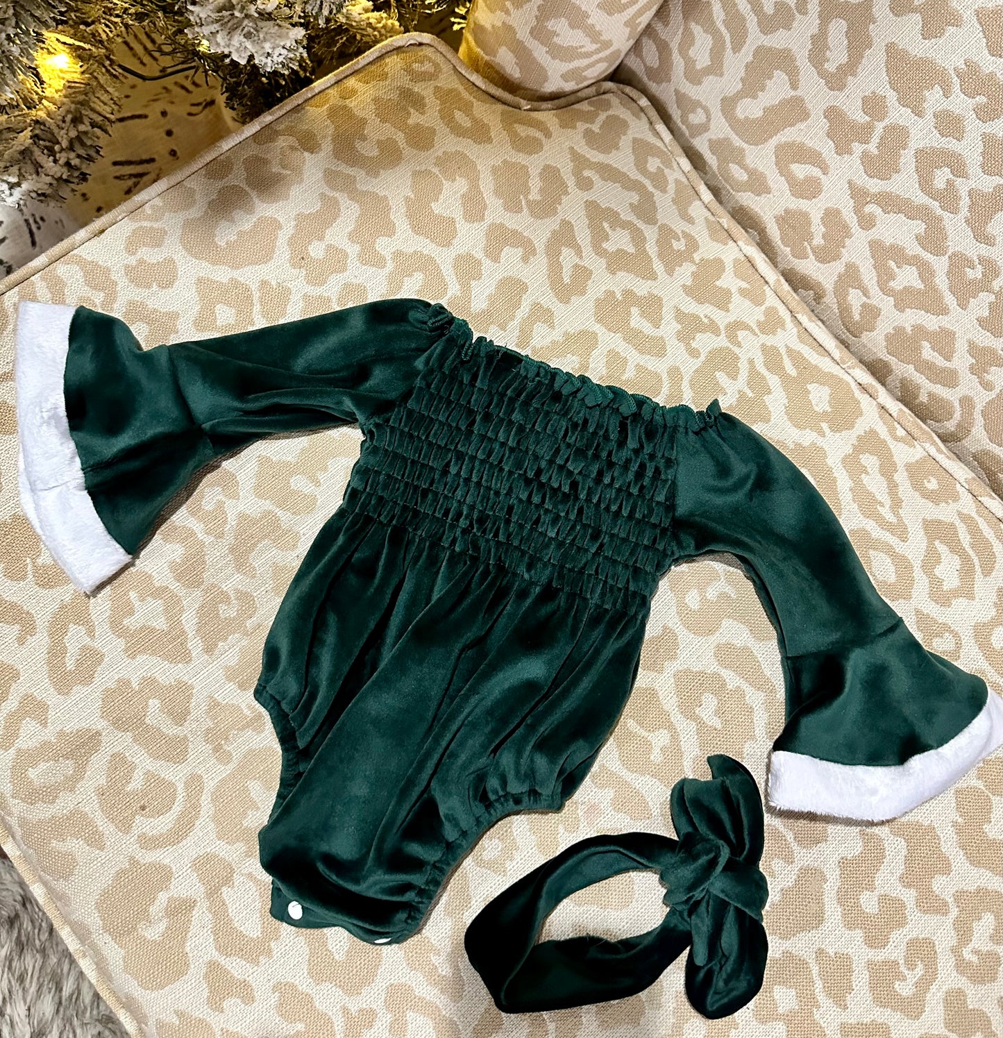 Velvet Santa Scrunch Romper