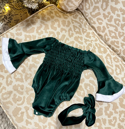 Velvet Santa Scrunch Romper