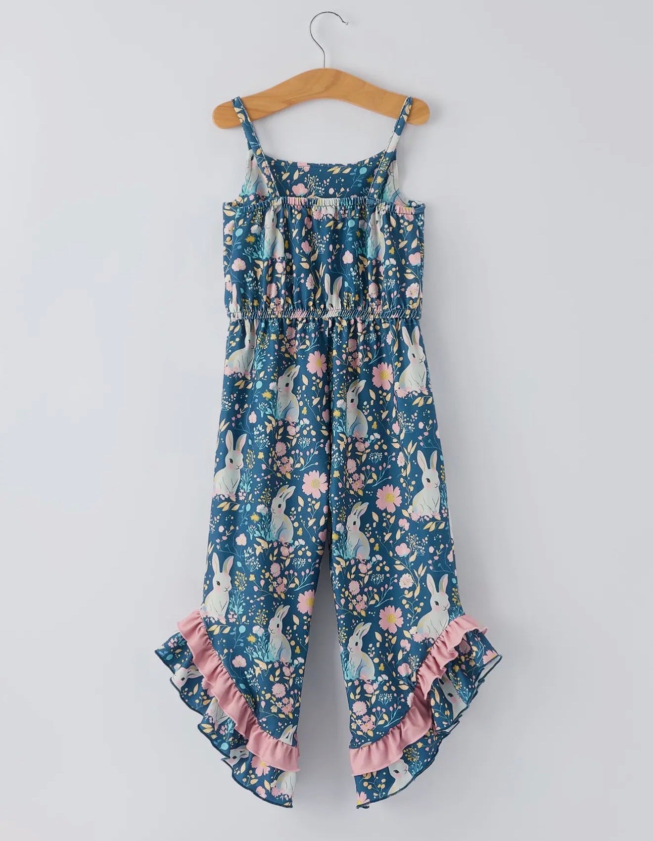 Bunny Floral Ruffle Bell Bottom Jumpsuit