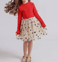 Tiny Stars Red Long Sleeve Parker Dress