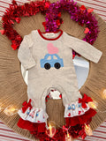 Red Heart Car Ruffle Romper