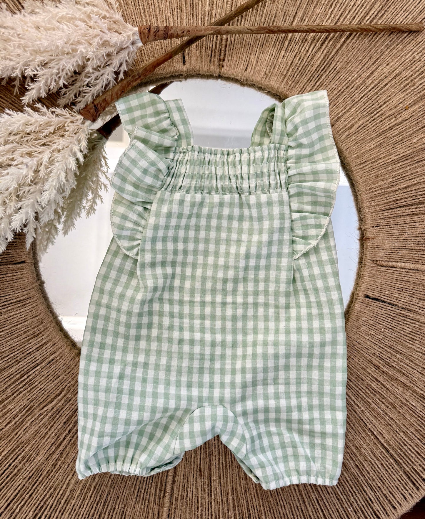 Smocked Gingham Romper