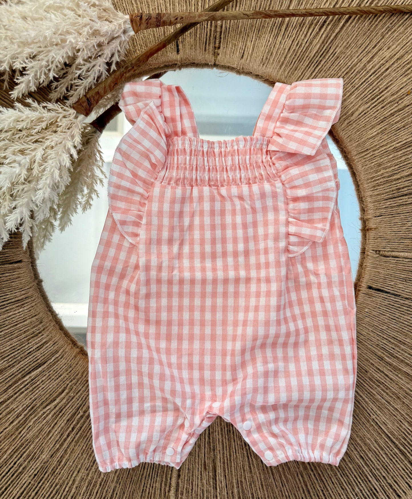 Smocked Gingham Romper