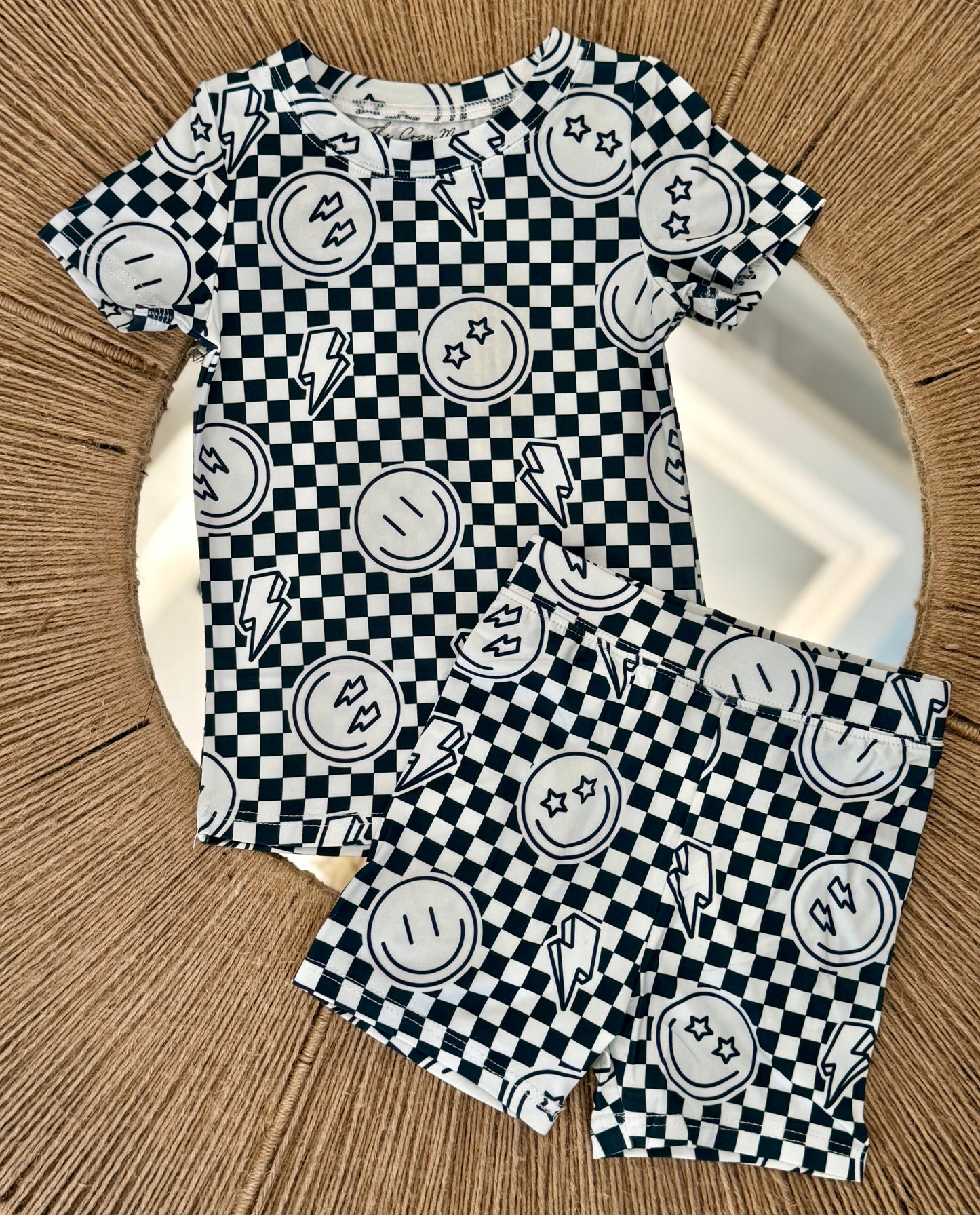 Checkered Smiley Comfort Wear Biker Set