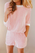 Pink 3/4 Sleeve and Shorts Set