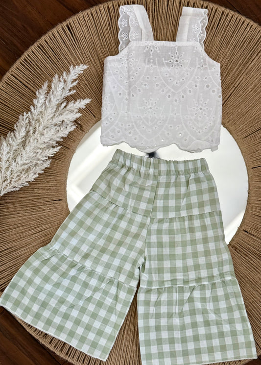 Plaid Palazzo Pants Set